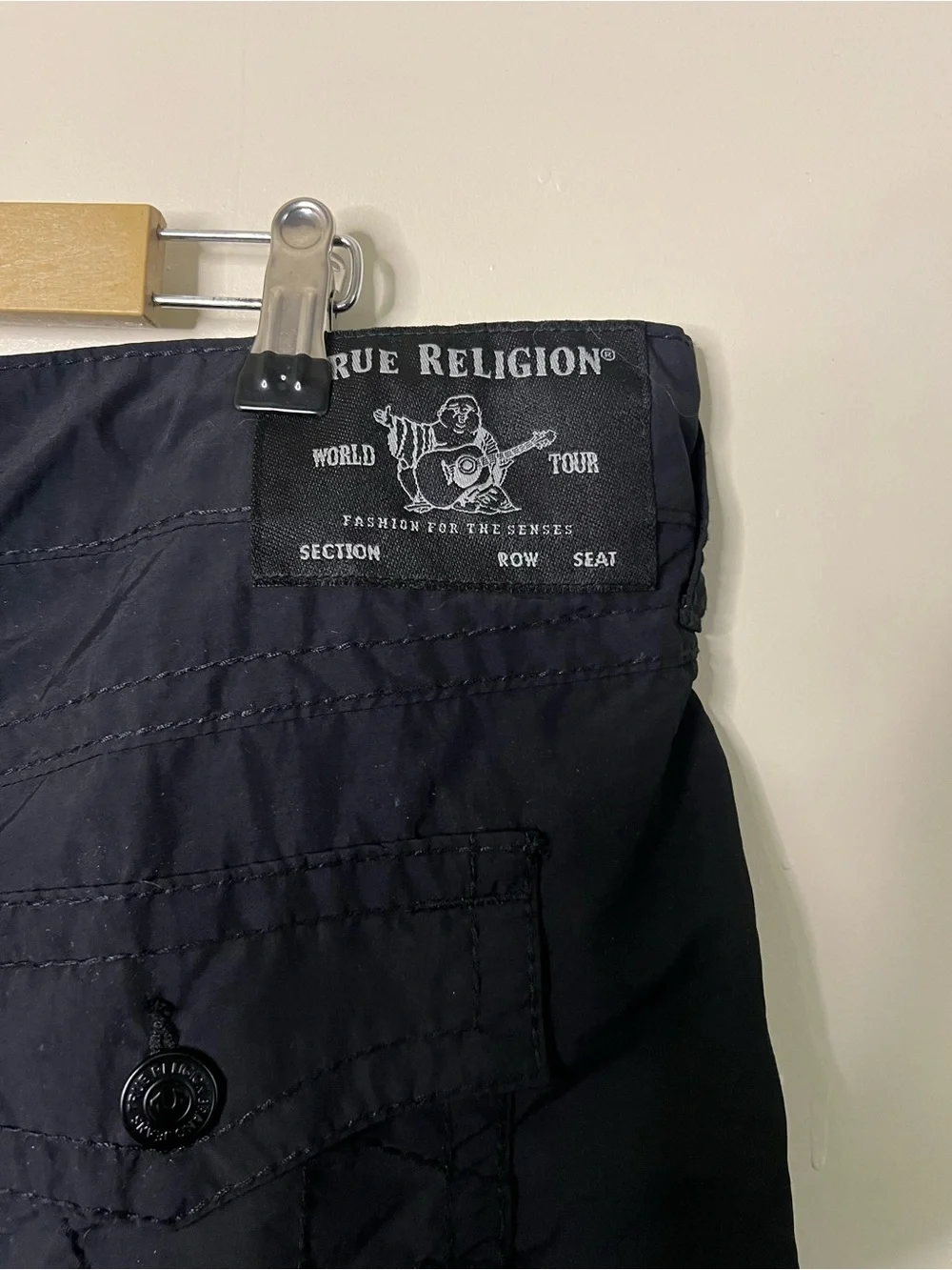 True Religion Ricky Relaxed Straight Black Board Shorts Mens Size 36
